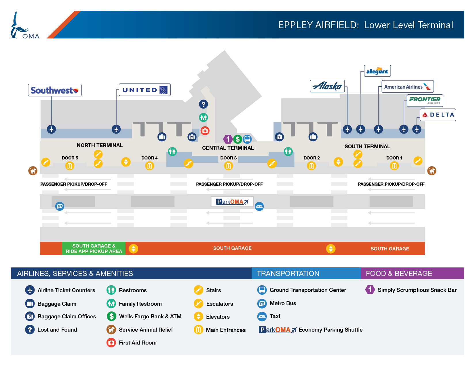Lower Level Map OMA Omaha Eppley Airfield