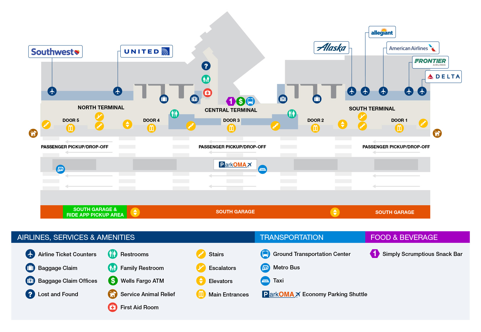 Lower Level Map OMA Omaha Eppley Airfield