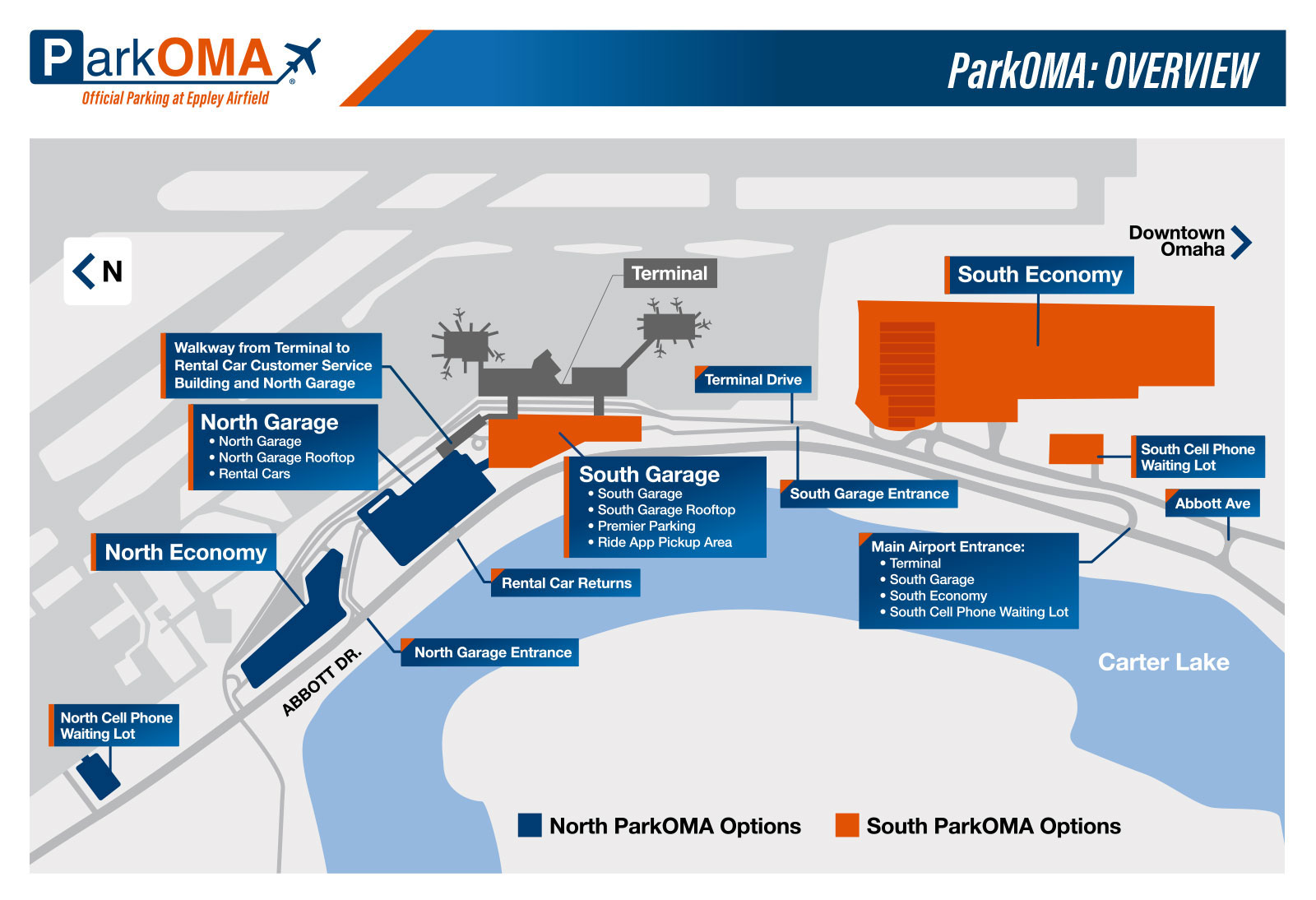 Airport Maps ParkOMA OMA Omaha Eppley Airfield