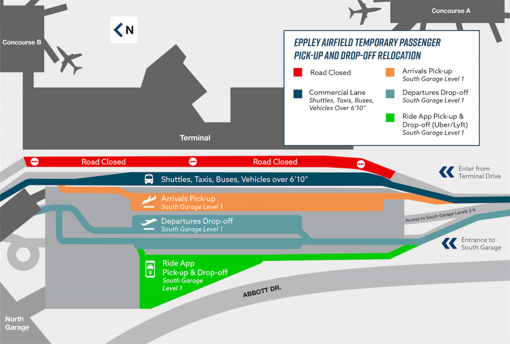 Eppley Airfield Passenger Pick-up and Drop-off Map Level 1 South Garage