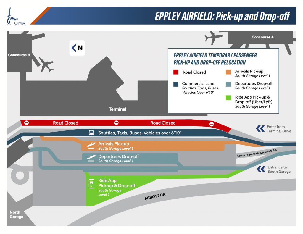Eppley Airfield Passenger Pick-up and Drop-off Map Level 1 South Garage