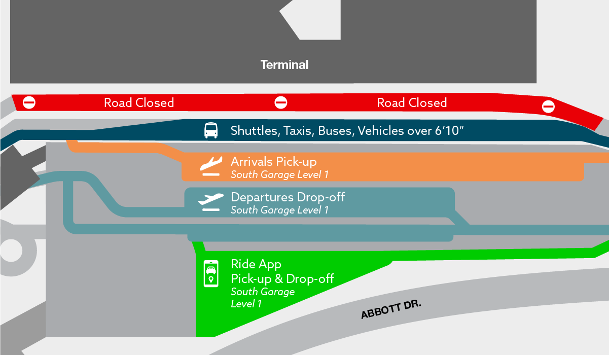 Eppley Airfield Passenger Pick-up and Drop-off Map Level 1 South Garage - Thumbnail