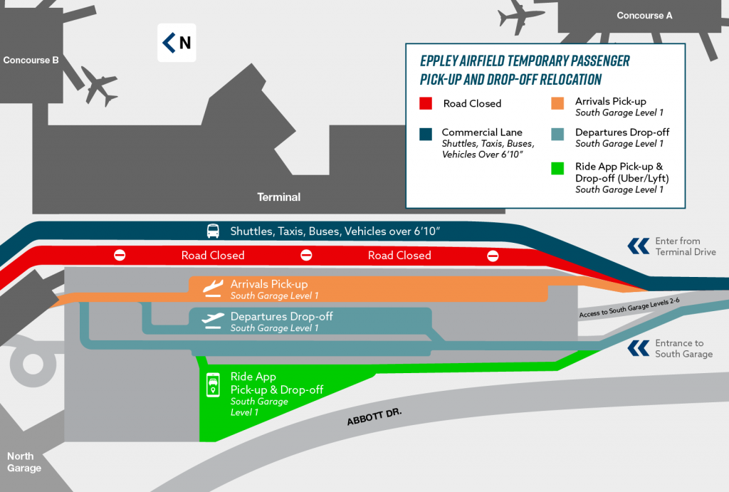 OMA Passenger Pick-up and Drop-off Map