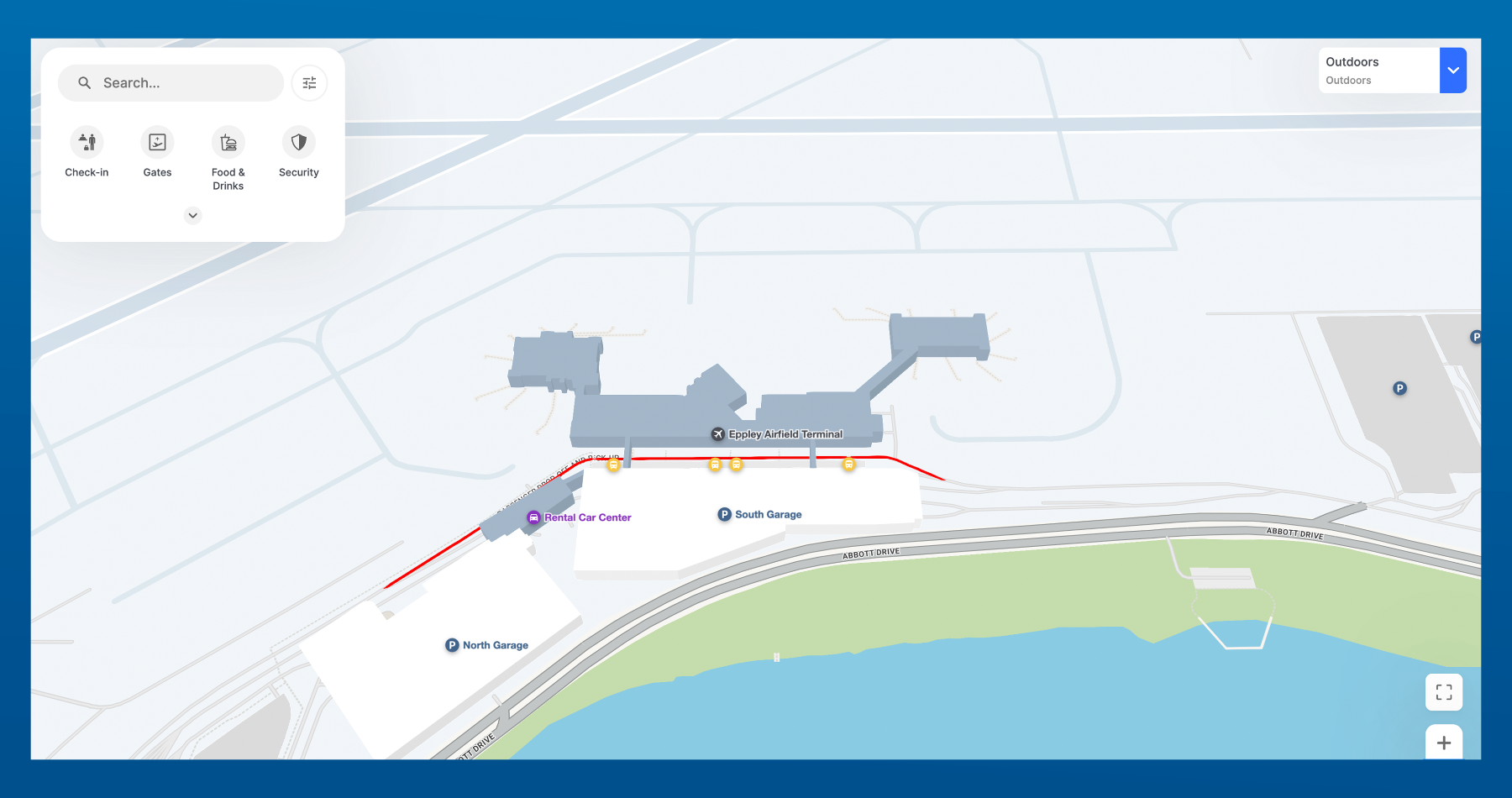 OMA Eppley Airfield Interactive Map Overview image.
